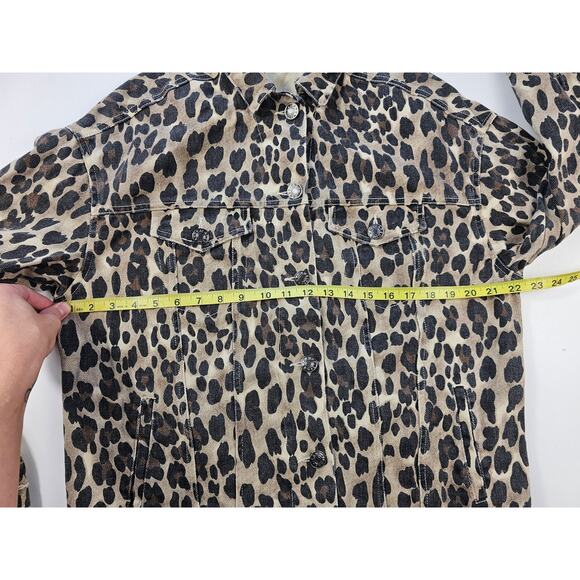 Macaron canvas Animal Print Long Sleeve Button Front Flap Pocket Casual Jacket S - Picture 6 of 7